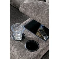 Built-In Storage Consoles Provide a Place for DVDs or Remotes While At-Hand Cup-Holders Provide a Movie Theater Setting